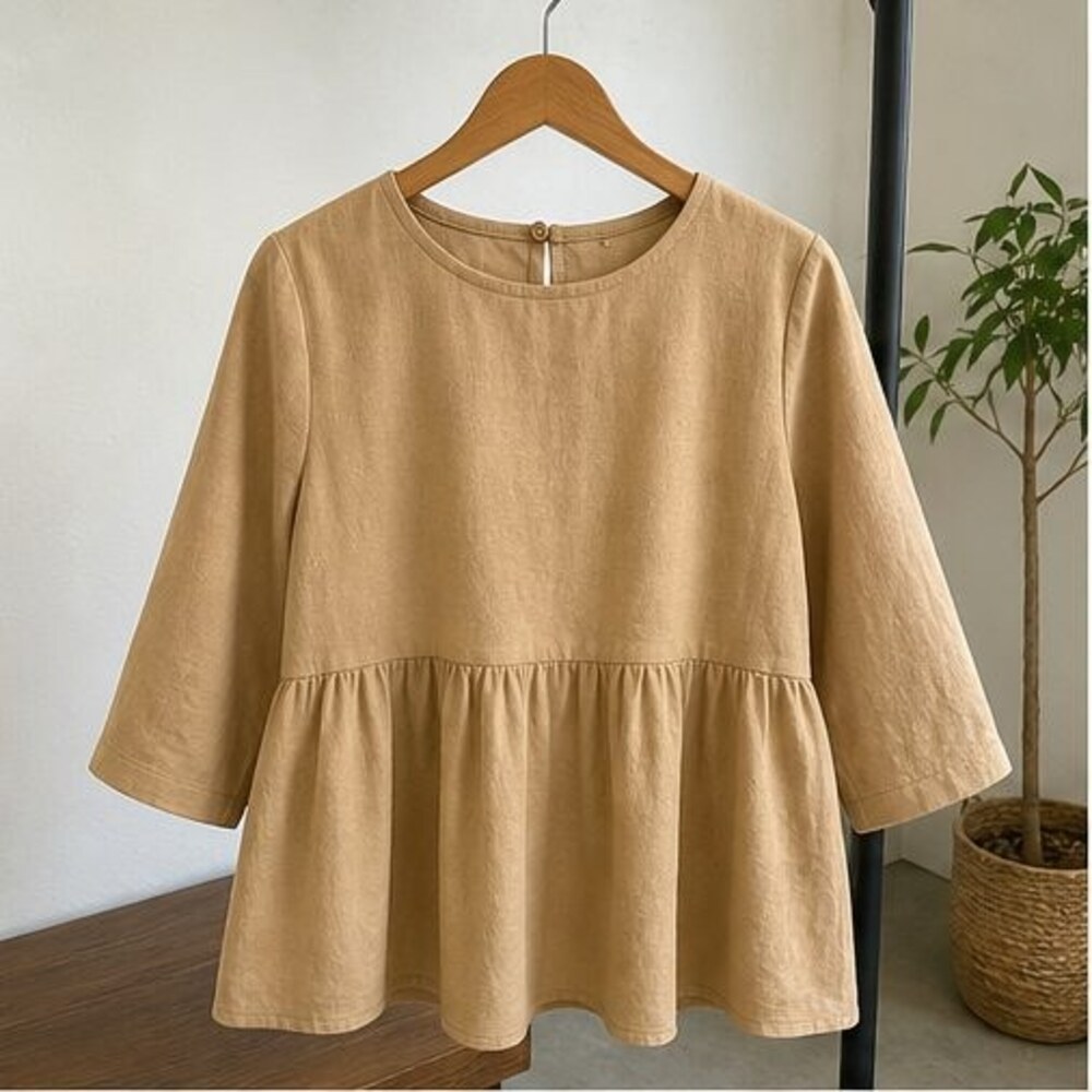 Camel Button Blouse